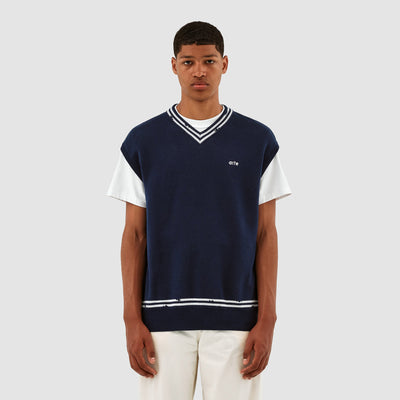 Karl Contrast Knit - Navy/White