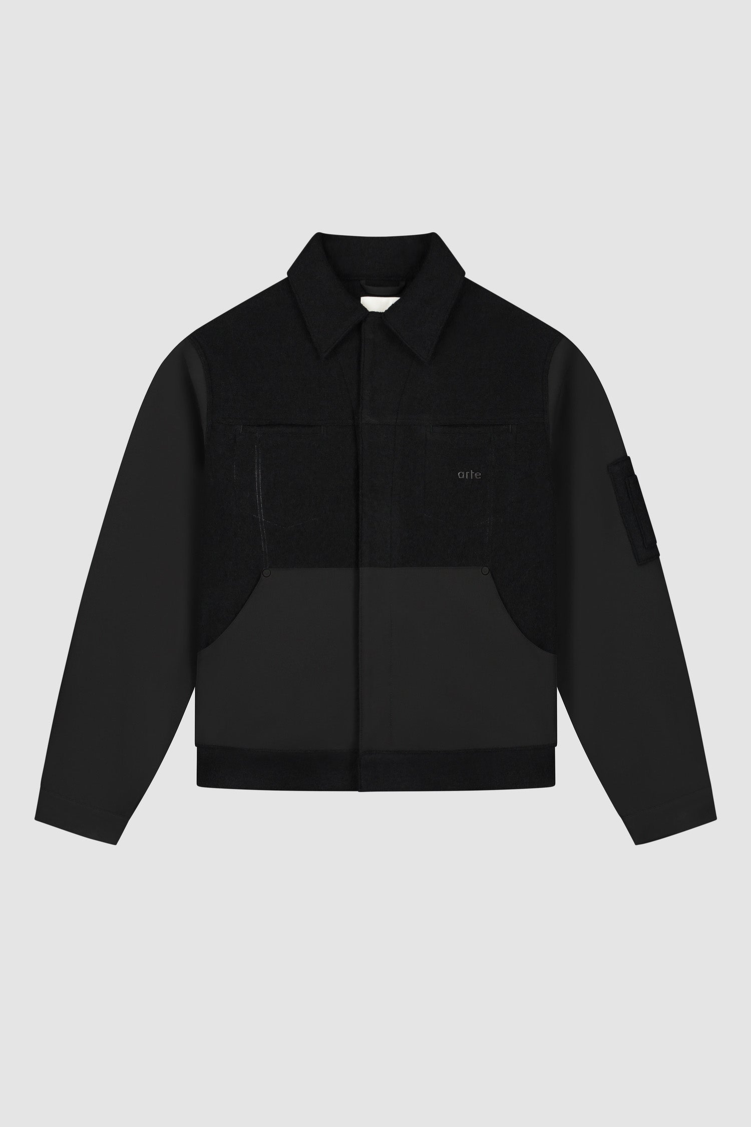 Nylon/wool combo jacket - Black