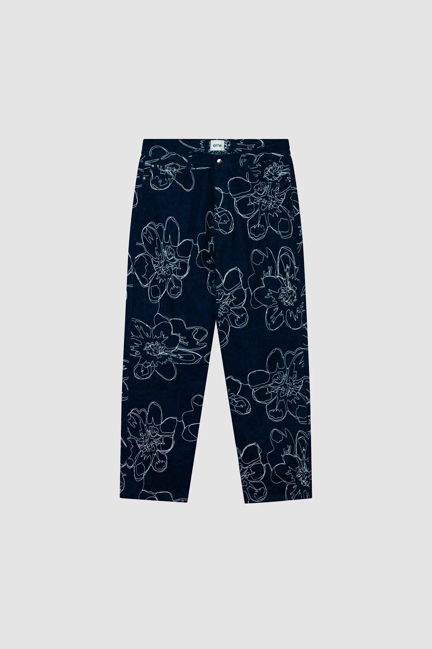 Flower Stitch Pants - Navy