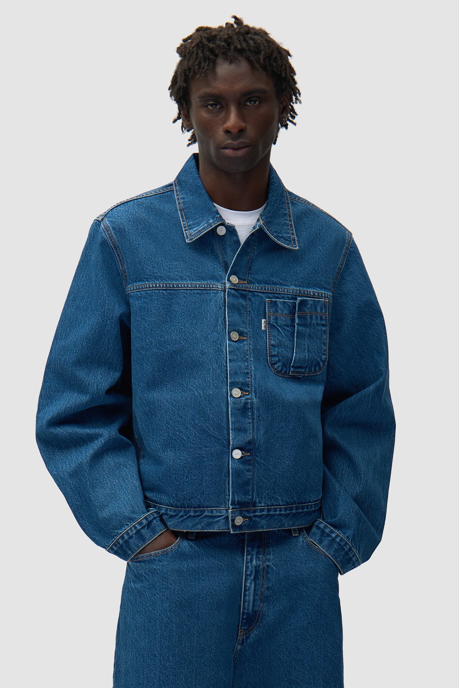 Veste en denim à poche pliée - Denim brut