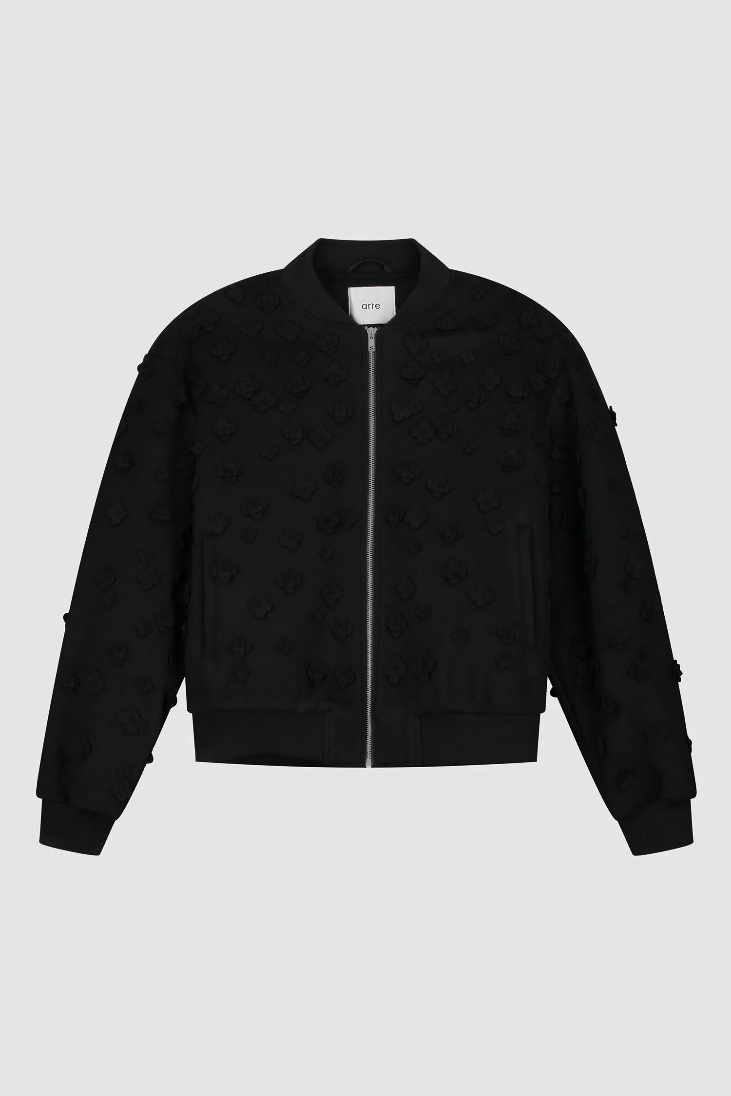 Blouson bombardier à fleurs - Noir