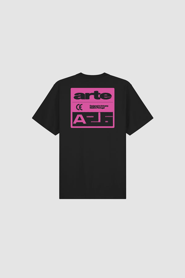 Pink Serial T-shirt in Black, front view