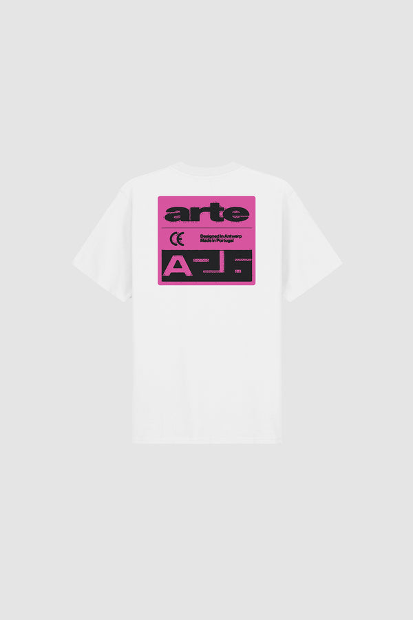 Pink Serial T-shirt in White, front view