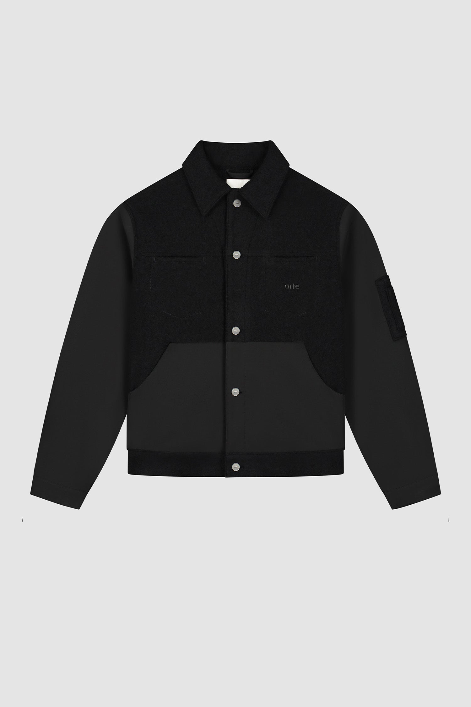 Nylon/wool combo jacket - Black