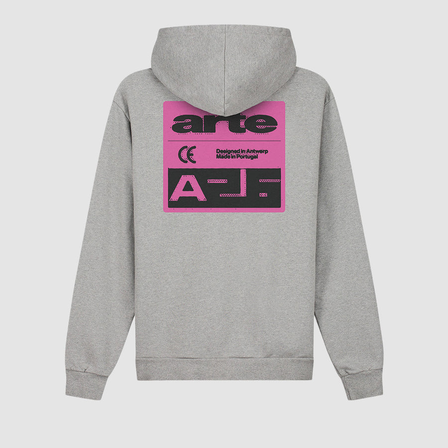 Pink Serial Hoodie - Grey