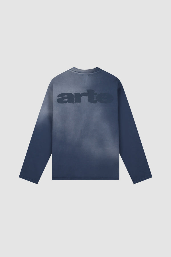 Stencil Sunfade Longsleeve in Navy, front view