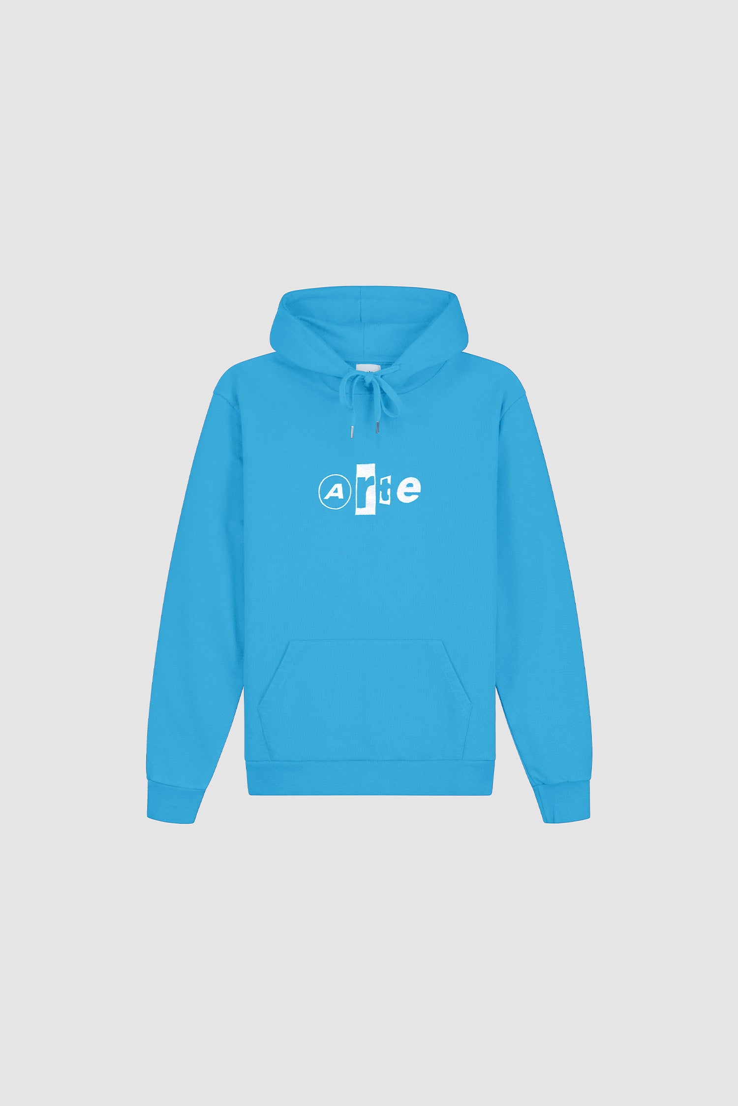 Collage Logo Hoodie in Blue, front view