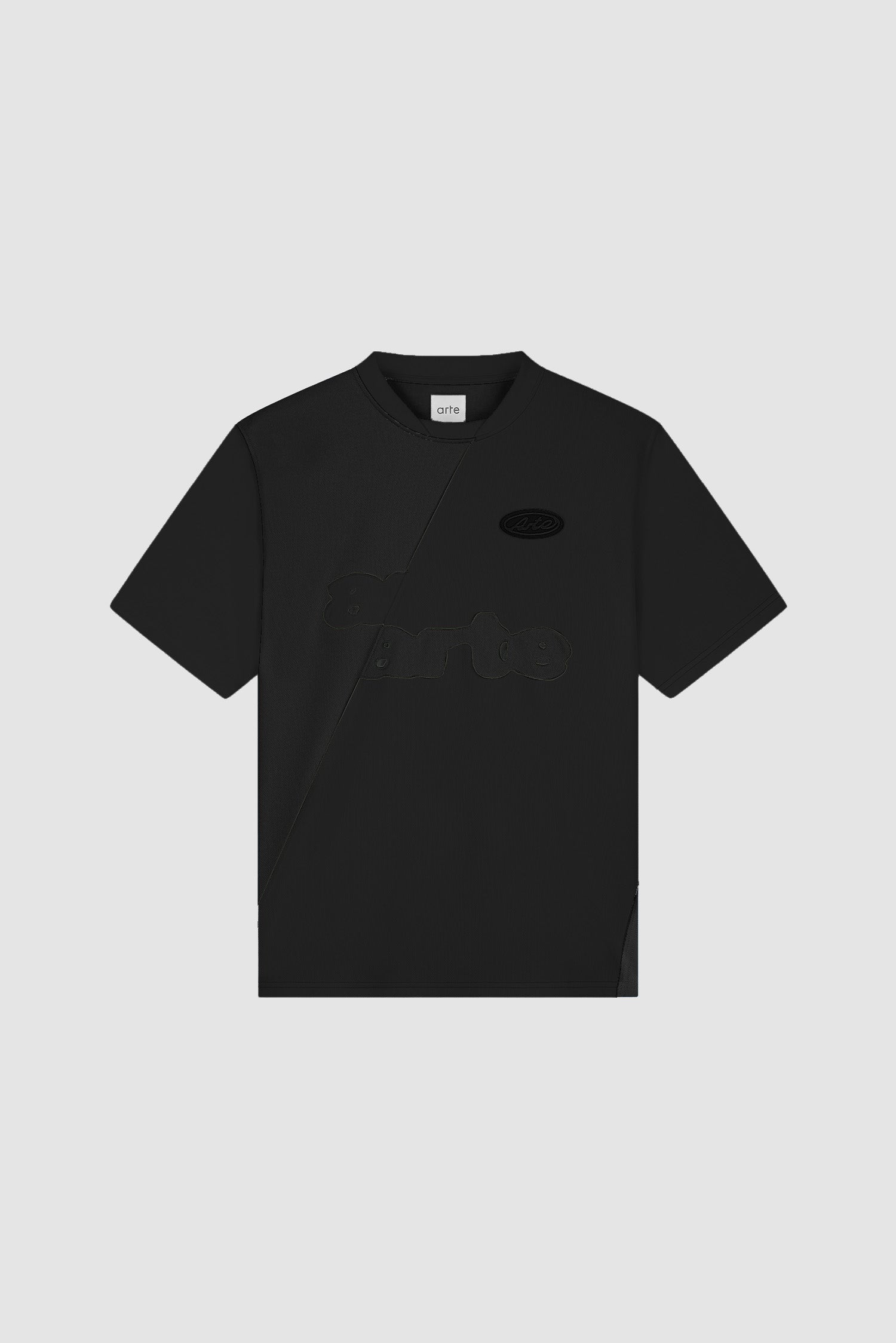 T-shirt de football noir, vue de face