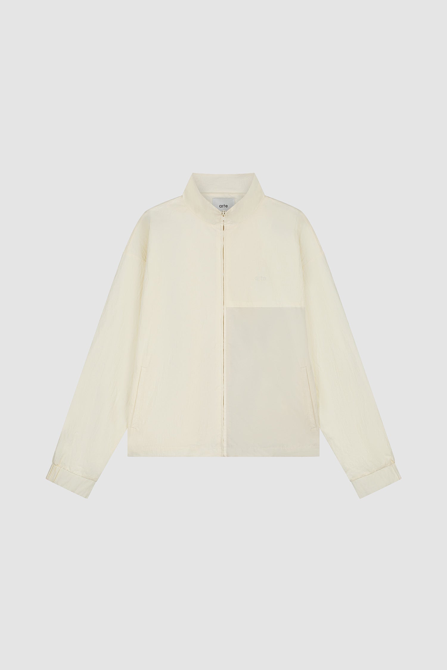 Squared Track Jacket in Cream, front view