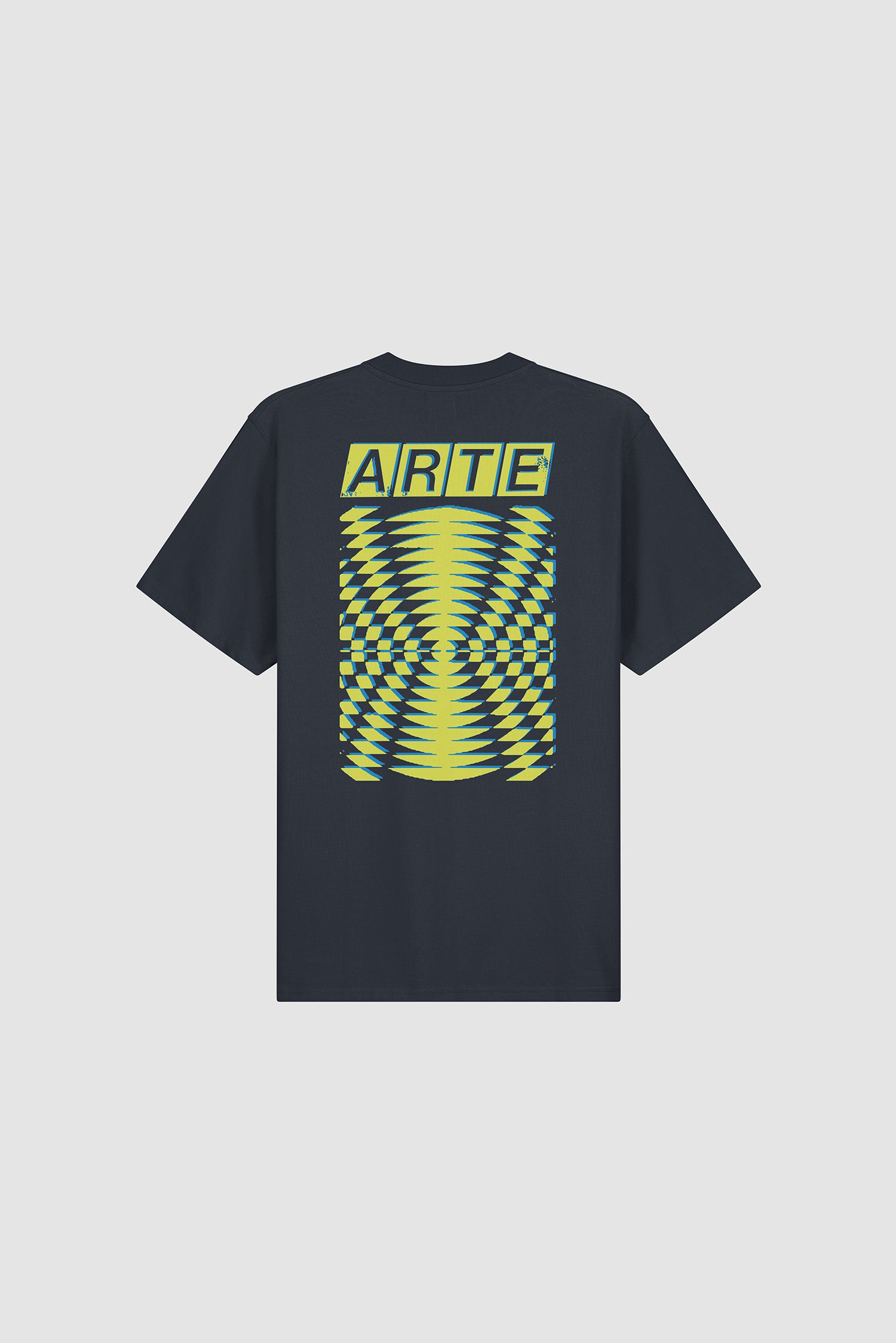 T-shirt à dos imprimé abstrait, couleur bleu marine, vue arrière