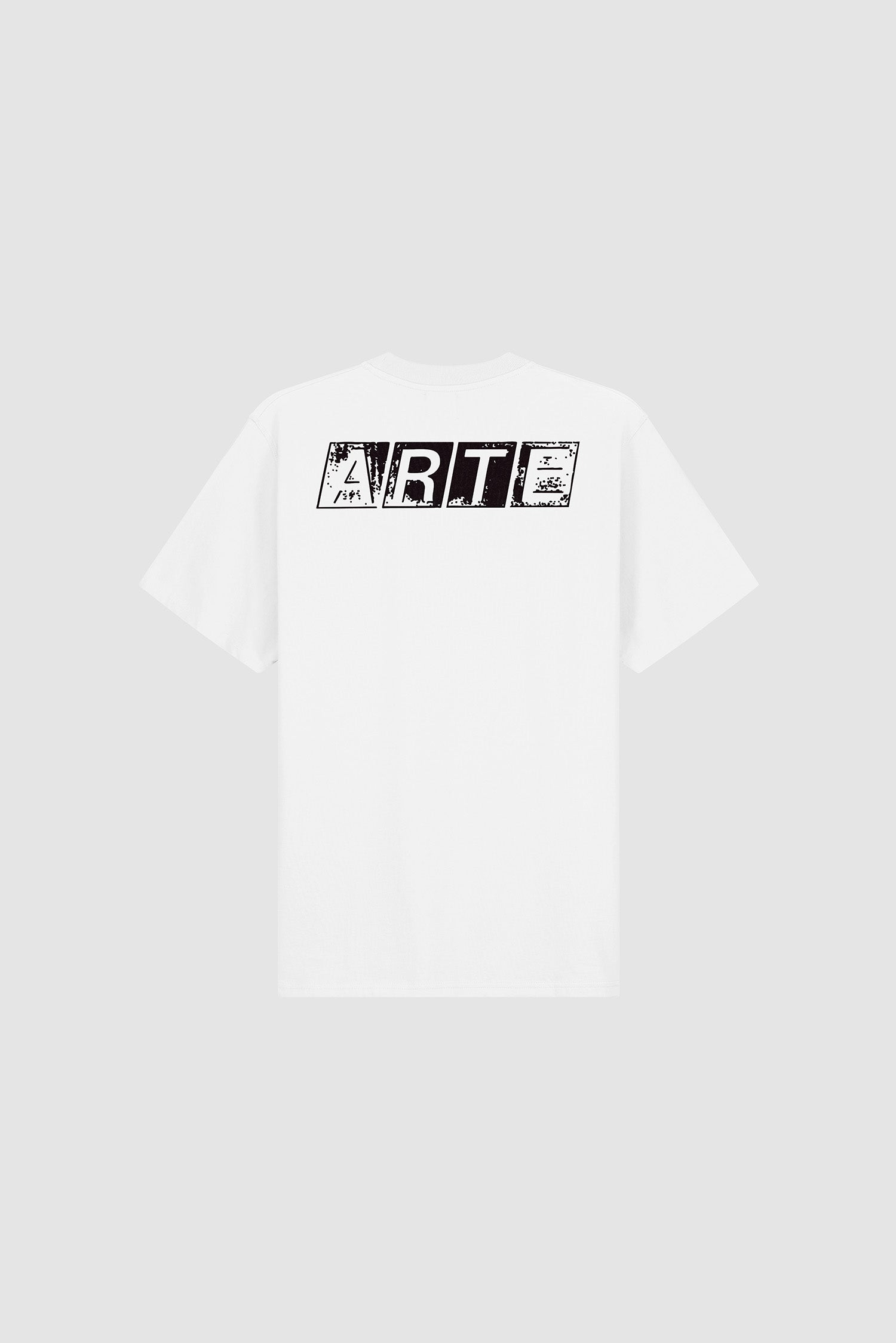 T-shirt blanc avec imprimé délavé dans le dos, vue arrière