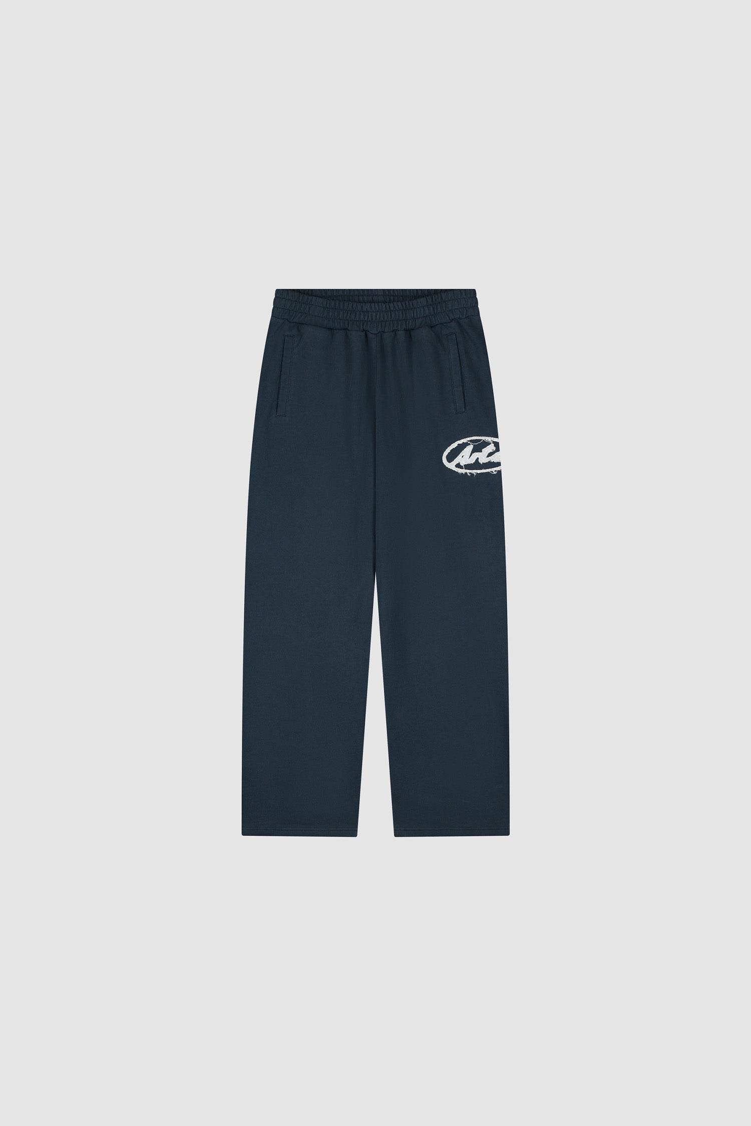 Circle Patch Logo Sweatpants in Navy, front view
