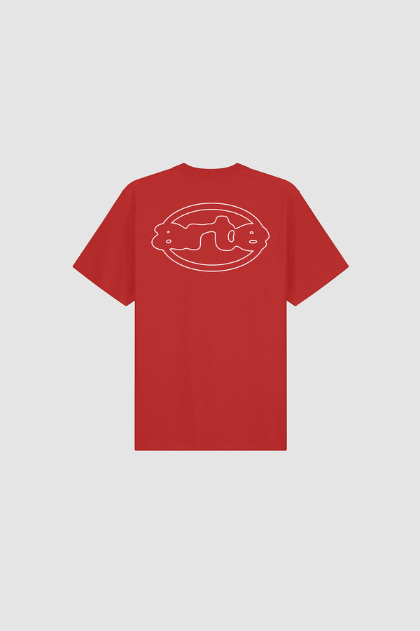 Emblem T-shirt in Red, front view
