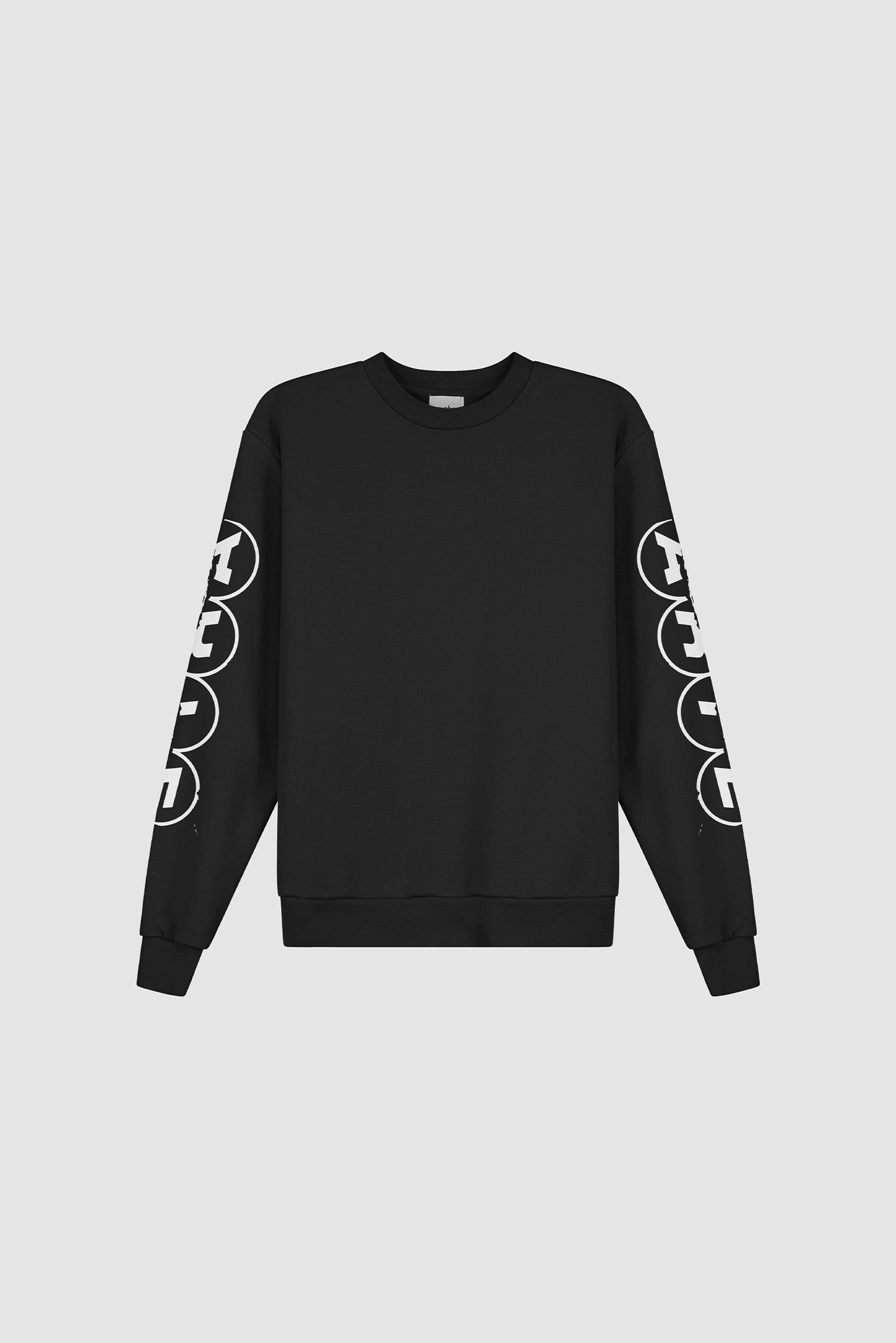 T-shirt à manches courtes et col rond imprimé, vue de face, couleur noire