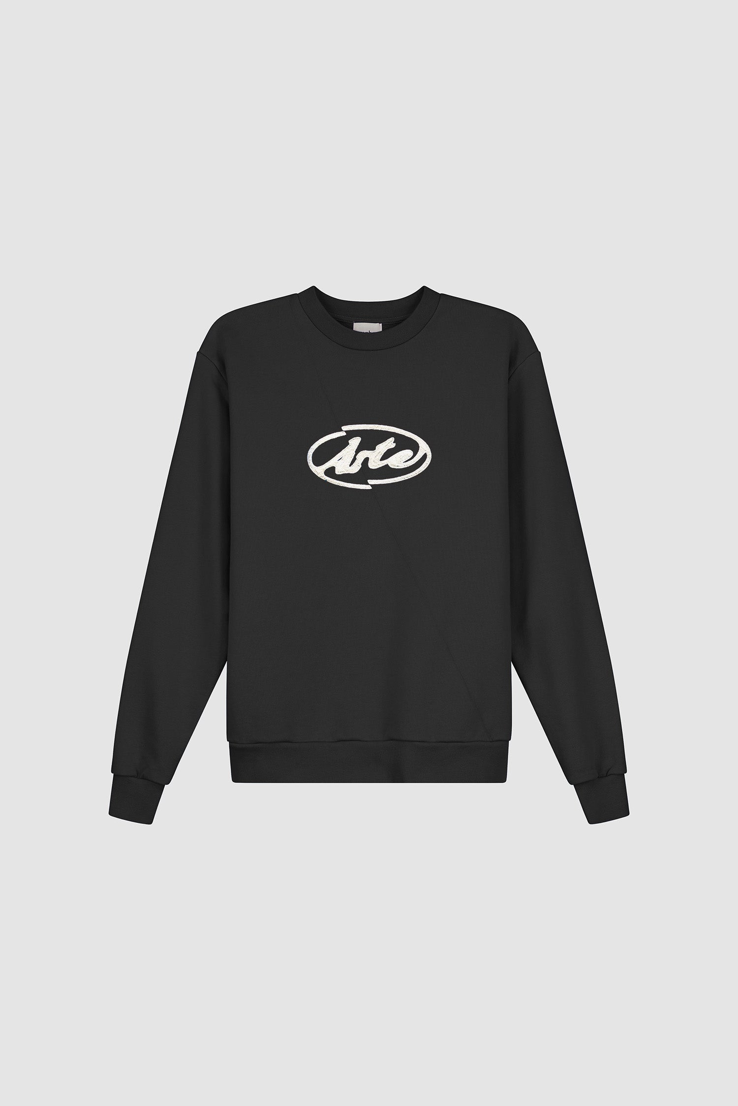 Circle Logo Embroidery Sweater in Black, front view