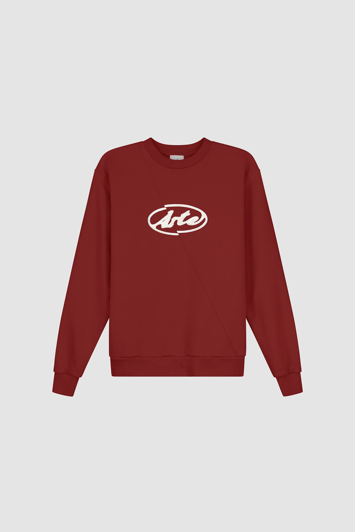 Circle Logo Embroidery Sweater in Bordeaux, front view