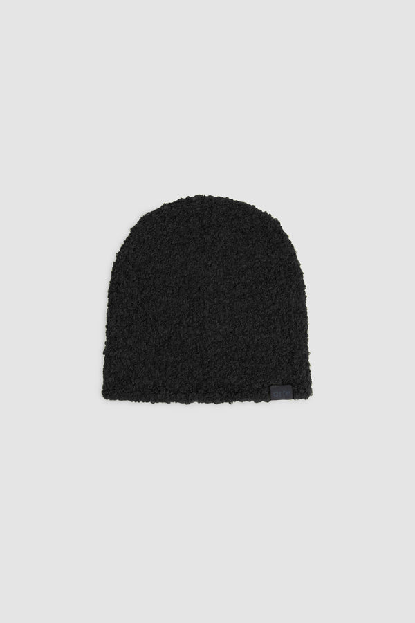 Boucle Beanie in Black, Front view