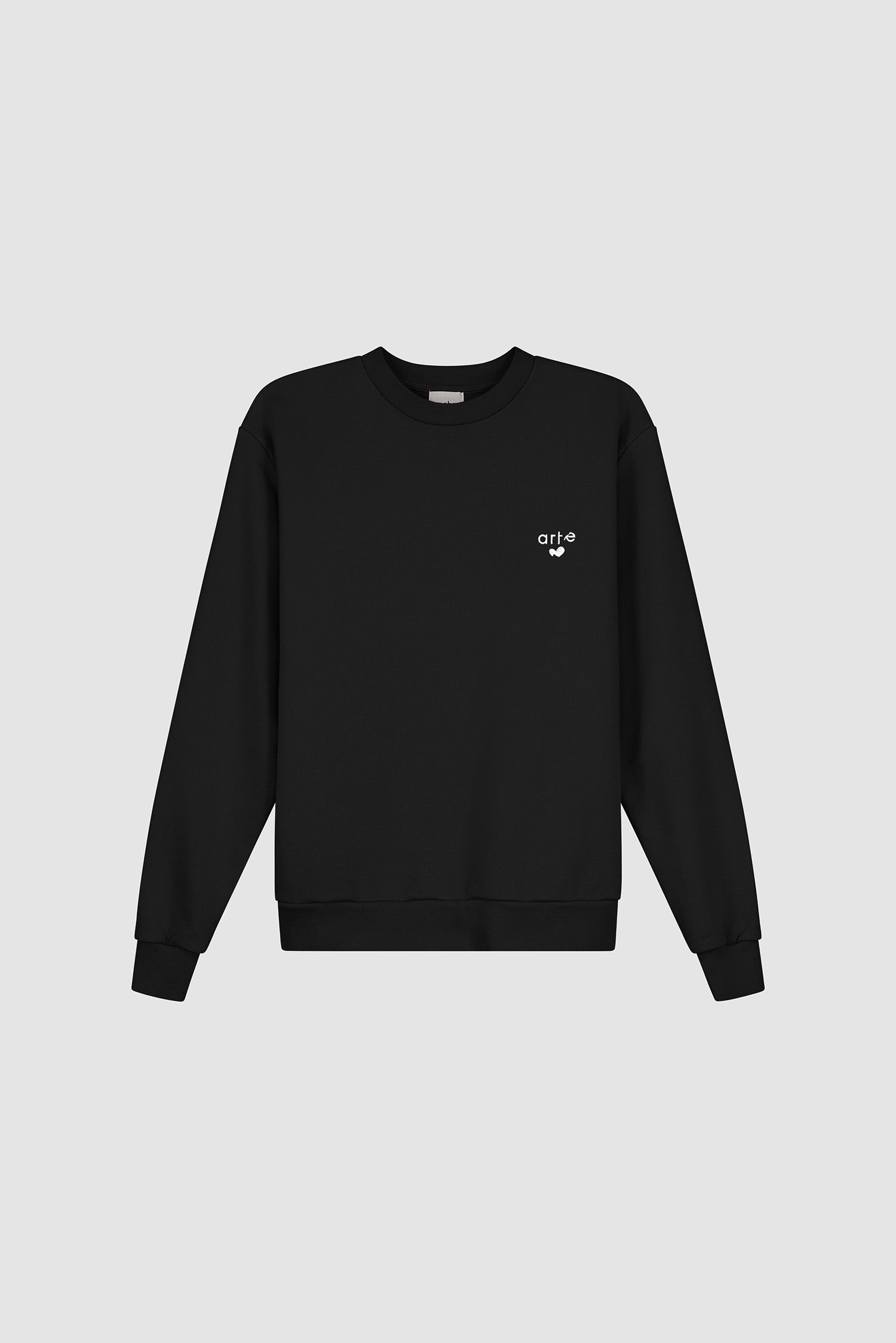 T-shirt à col rond avec logo cœur, noir, vue de face