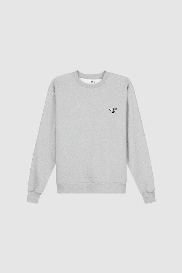 Heart Logo Crewneck in Grey, front view