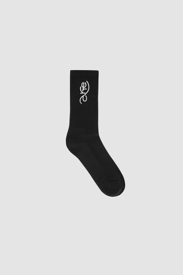 Swirl Uniform Socks in Black, Front view