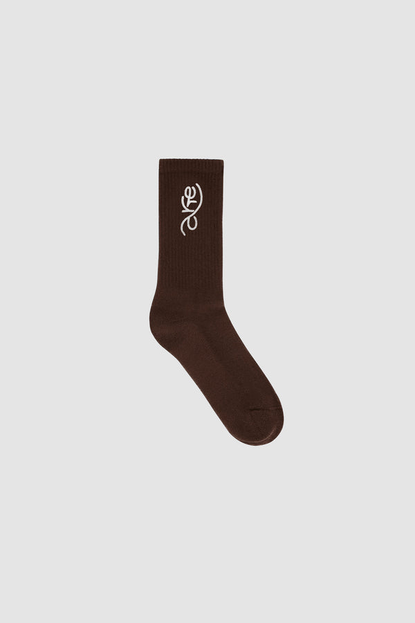 Swirl Uniform Socks in Brown, Front view
