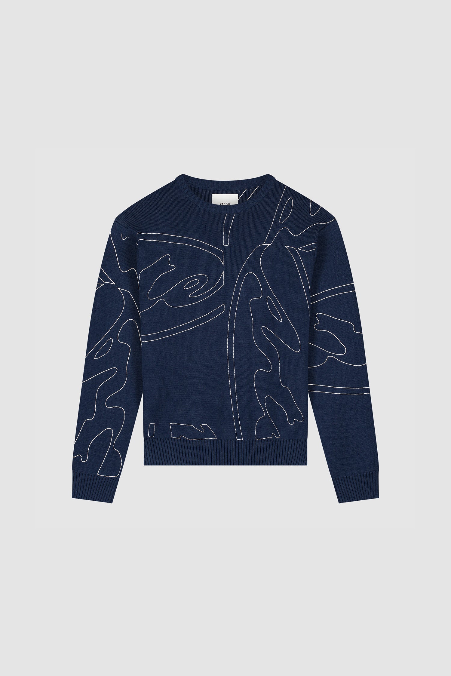 Allover Circle Logo Knit in Navy, front view