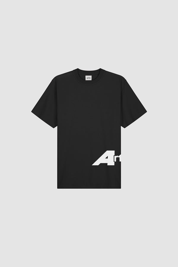 Big A Side T-Shirt in Black, Front view