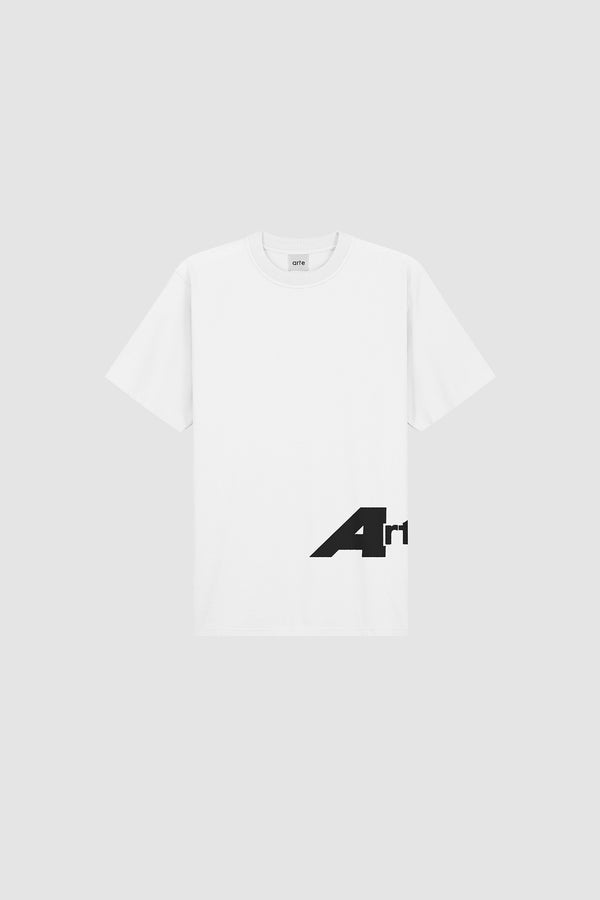 Big A Side T-Shirt in White, Front view