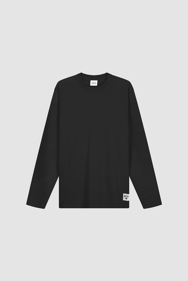 Reversible label Longsleeve in Black, front view