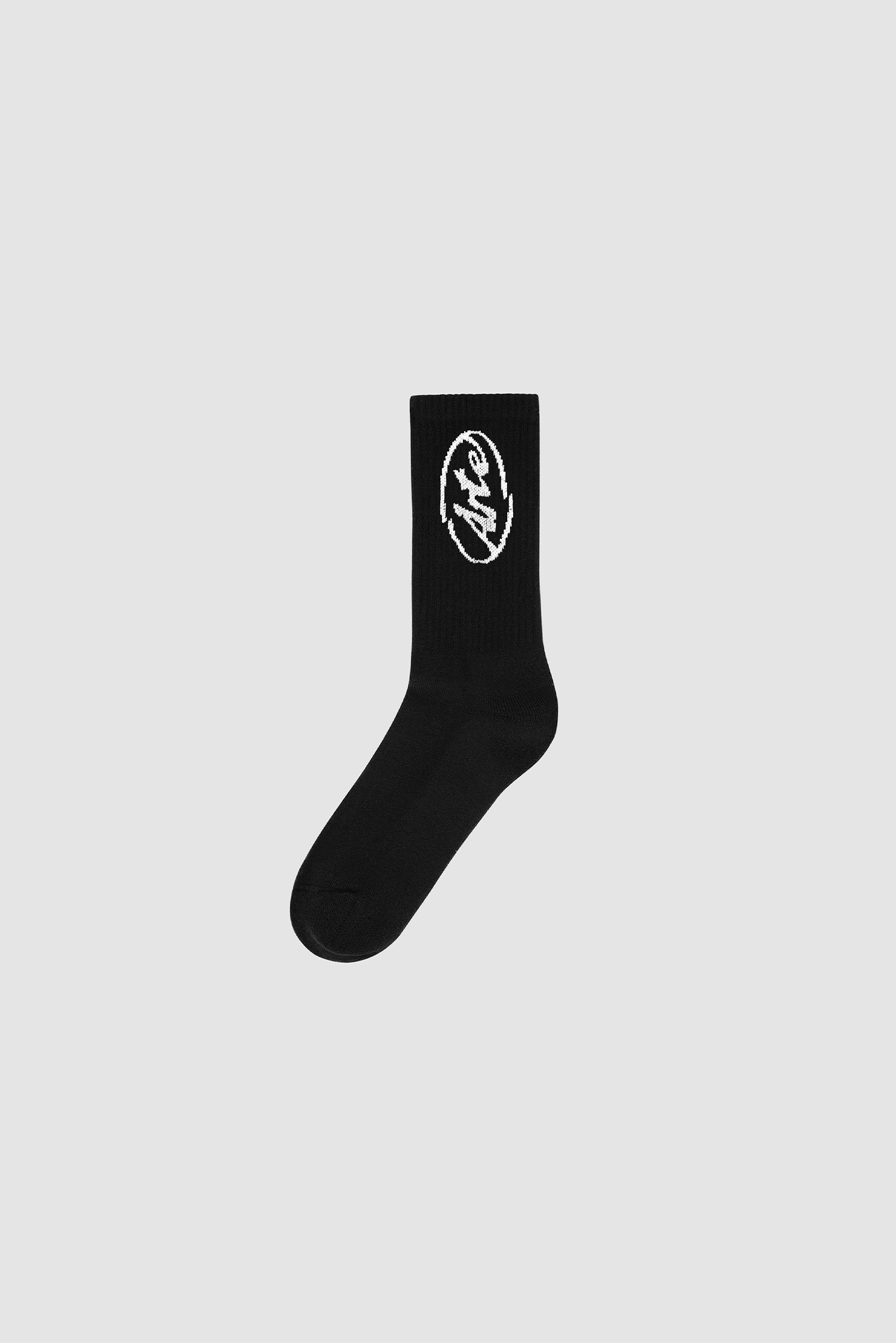 Circle Logo Socks in Black, front view