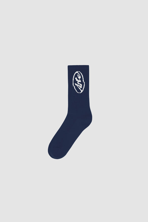 Circle Logo Socks in Navy, front view