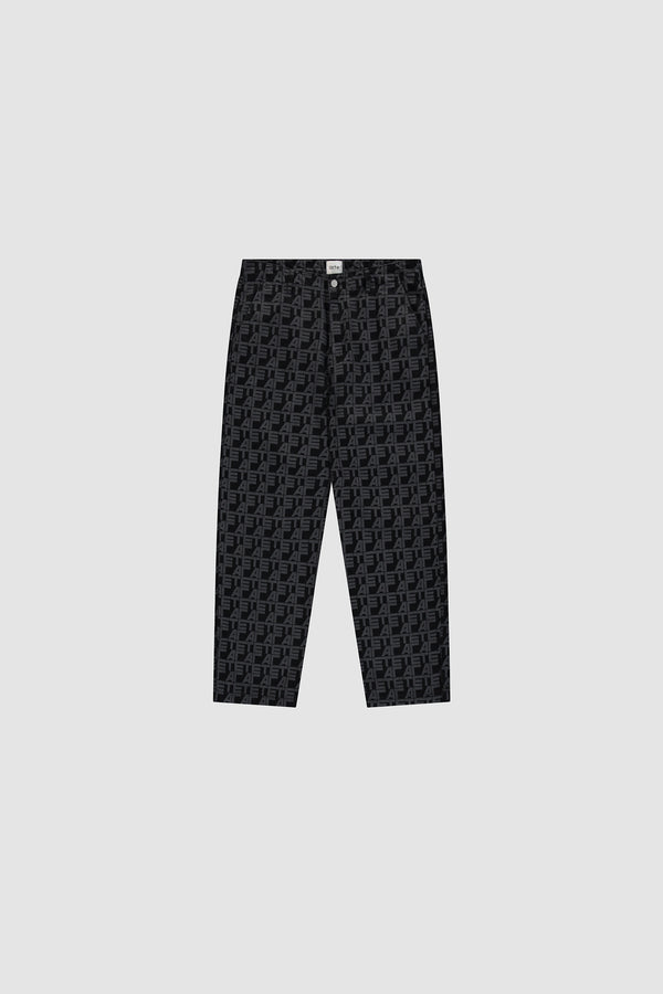 Allover Square Pants in Black Denim, Front view