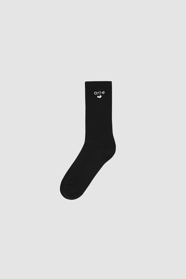 Heart Logo Socks in Black, front view
