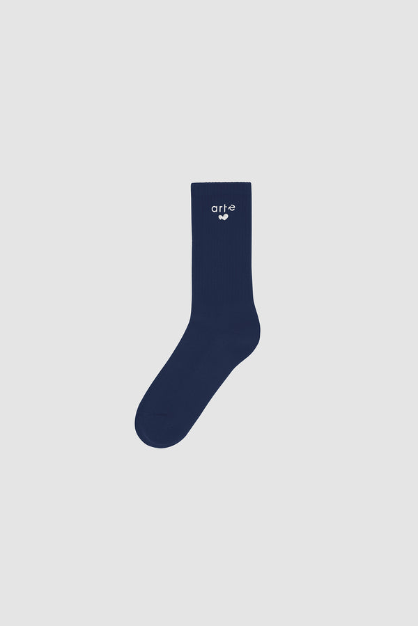 Heart Logo Socks in Navy, front view