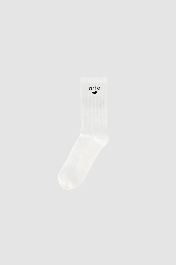 Heart Logo Socks in White, front view