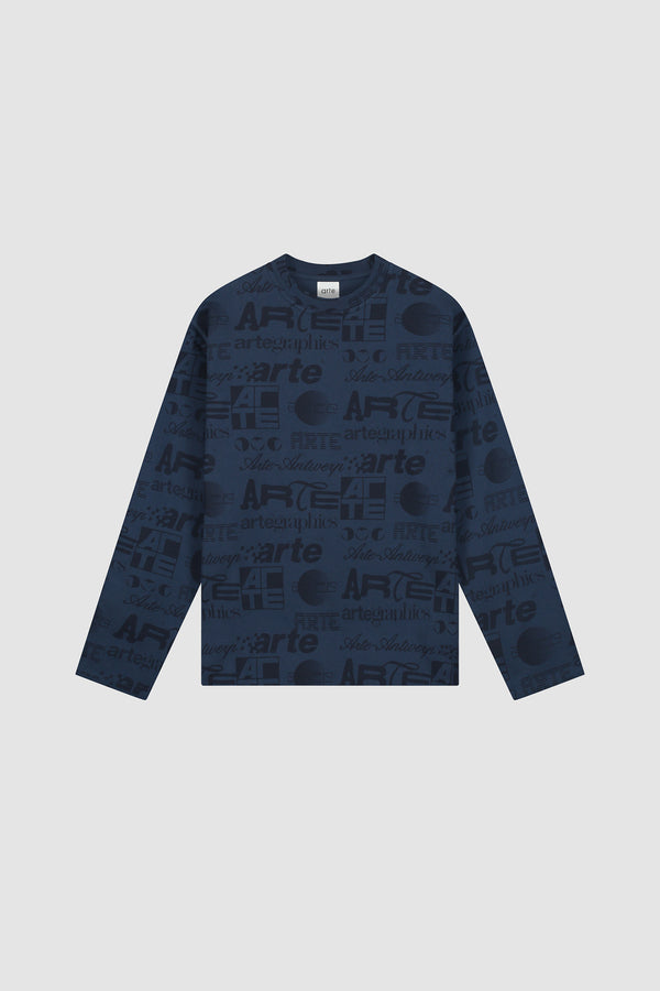 Polygraphic Longsleeve in Navy/Black, Front view