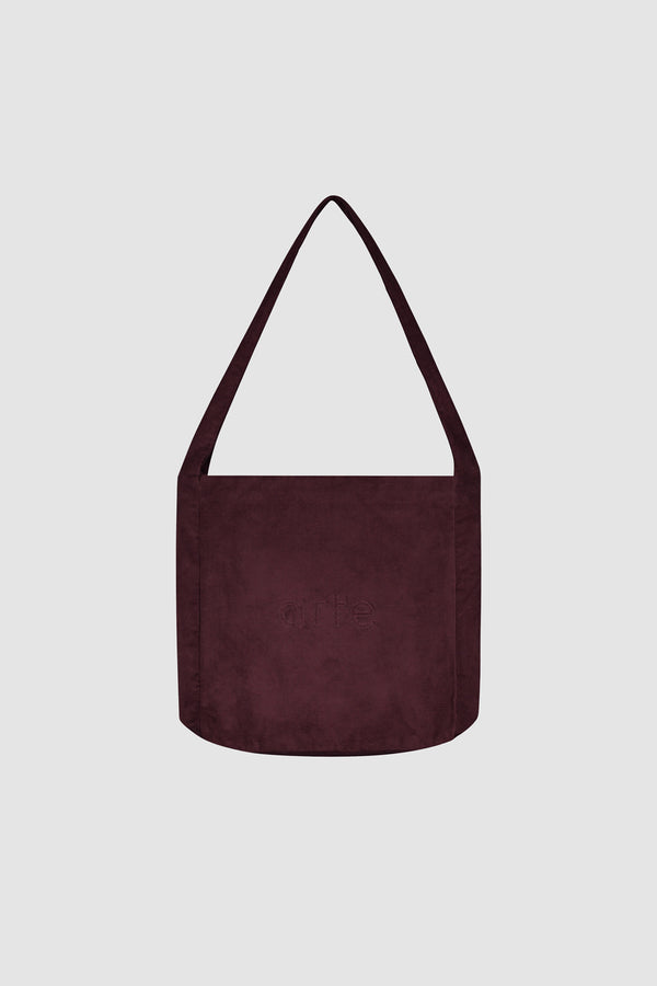 Corduroy Body Bag in Bordeaux, front view