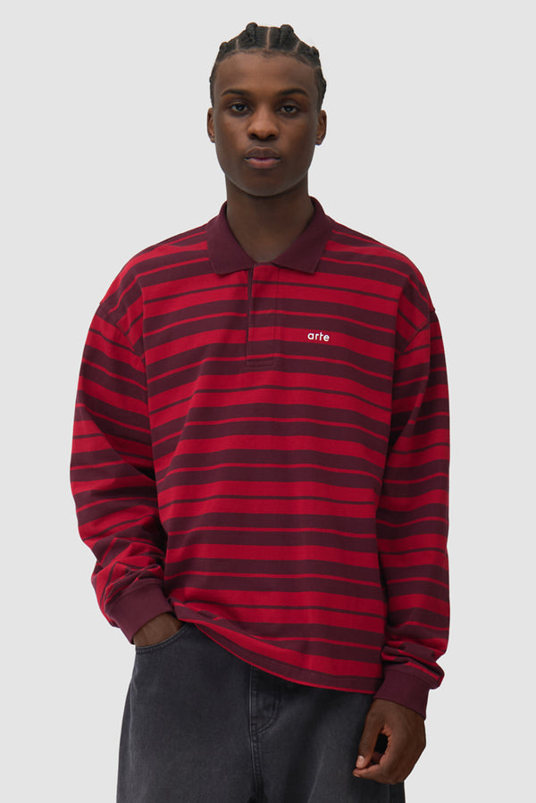 Striped Polo - Red/Bordeaux