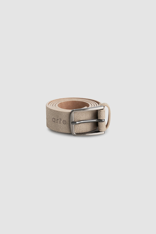 Suede Leather Belt in Cream, front view