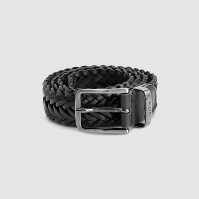 Ceinture en cuir tressé - Noir