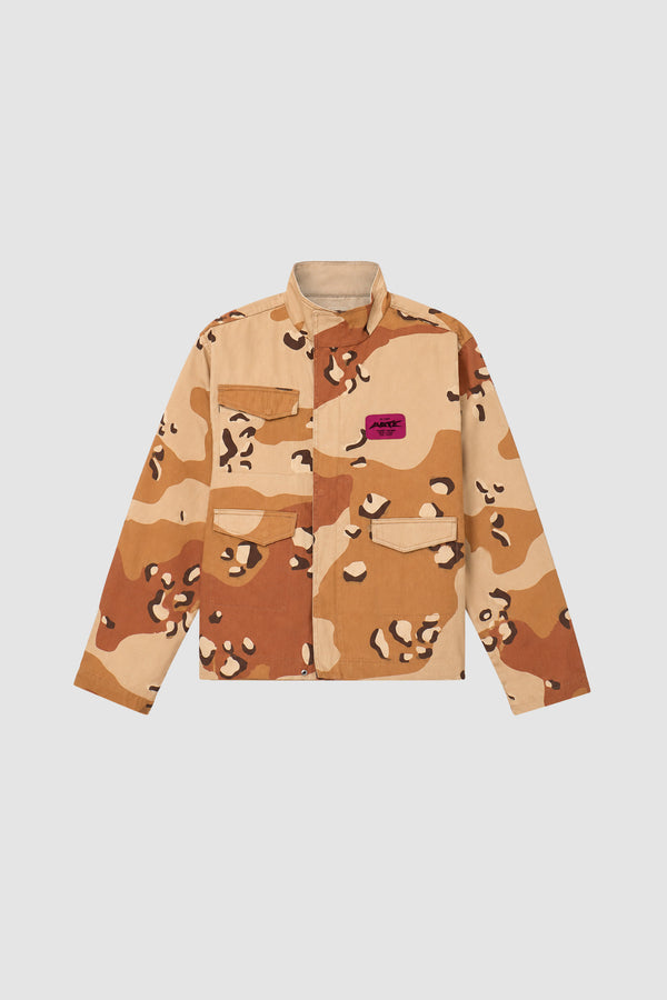 Reversible Camo Utility Jacket in Allover Print, Front view