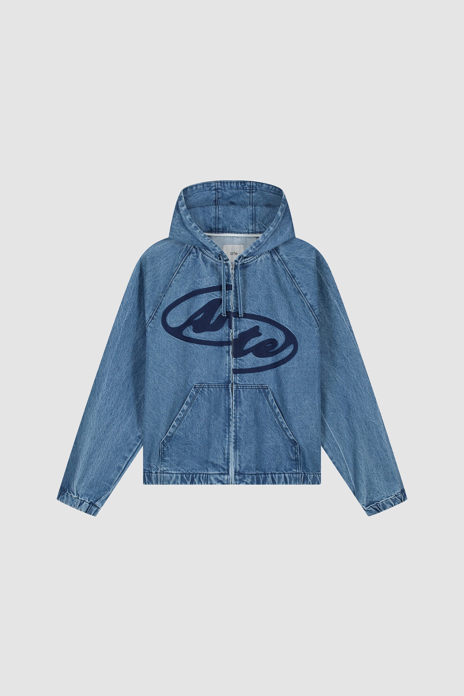 Veste à capuche en denim Split Logo, couleur bleu marine, vue de face