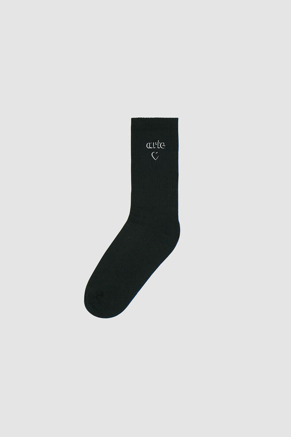 Heart Logo Socks in Black, front view