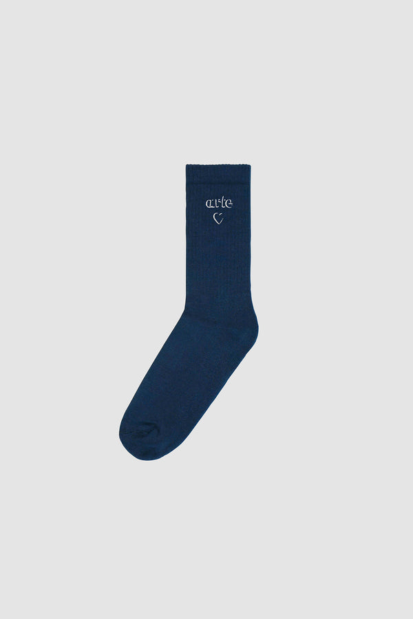 Heart Logo Socks in Navy, front view