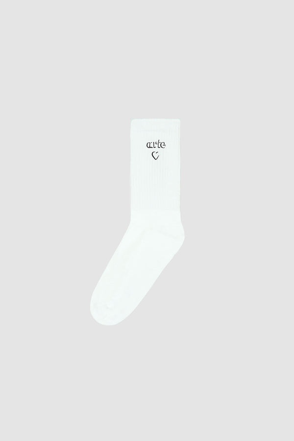 Heart Logo Socks in White, front view
