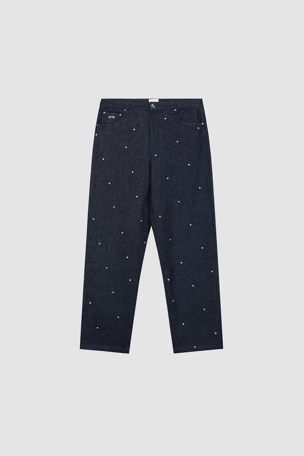 Loose Heart Pants in Navy, front view