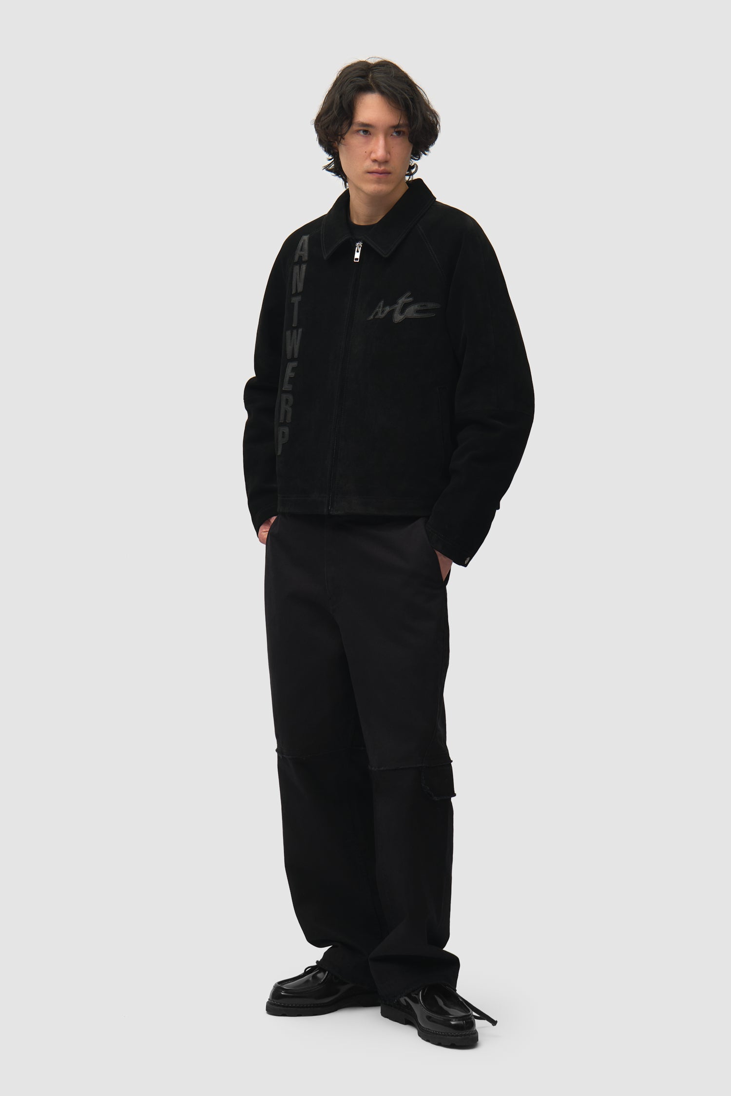 Veste en cuir suédé