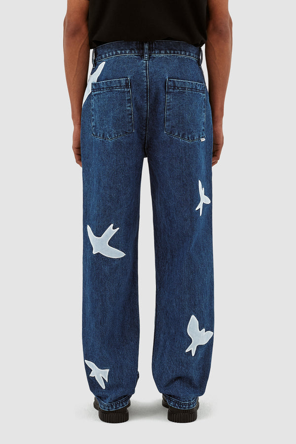Parker Birds Pants - Washed Blue