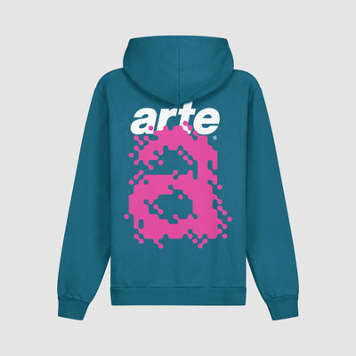 Harmon Back A Pixel Hoodie - Blue Lagoon