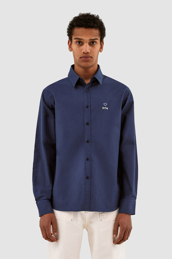 Stockton Heart Patch Shirt - Navy - Arte Antwerp